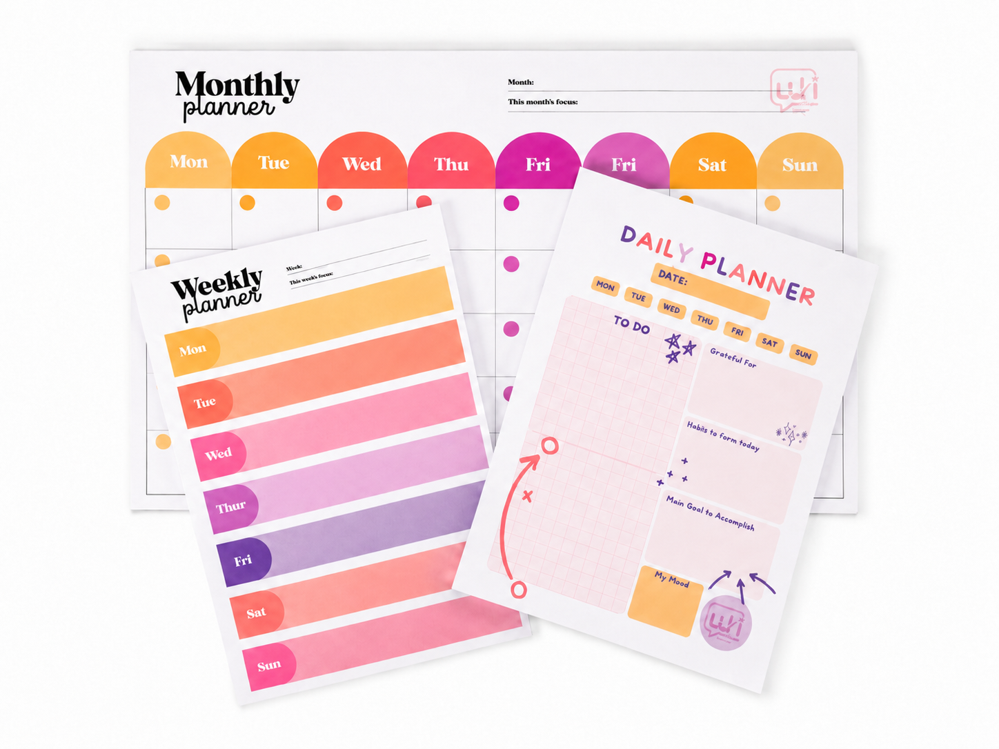 Daily, Weekly and Monthly Planner Bundle